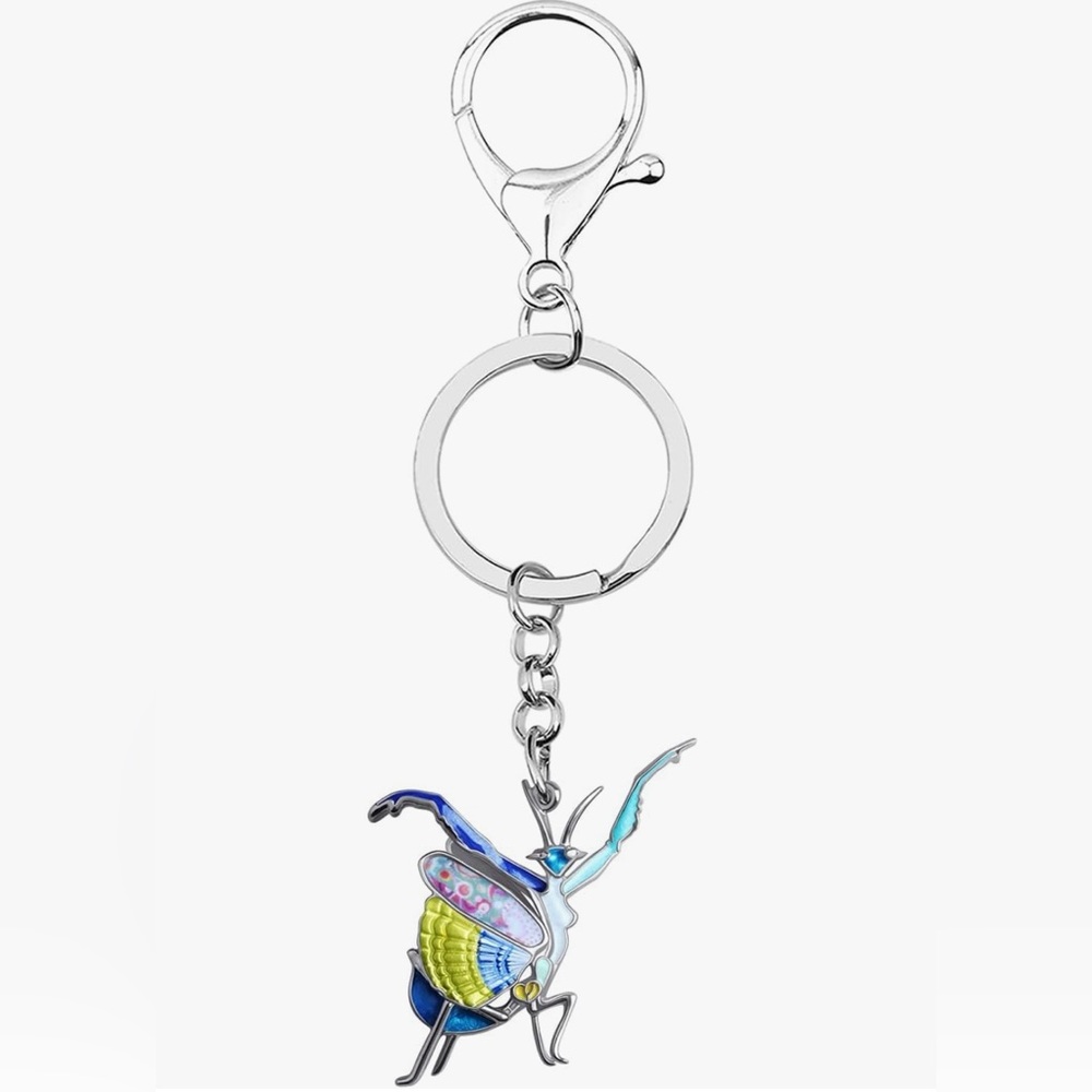 Praying Mantis Alloy Keychain Insect Bug Key Chain - Picture 4 of 6